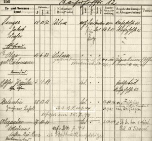 Entry in the resident notification book with the addendum: previously catholic. © Institut für Stadtgeschichte Frankfurt am Main