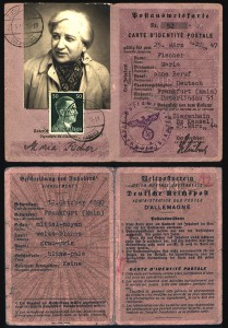 Postal ID card issued with the alias „Maria Fischer“ which was used by Maria Fulda during her illegal residence in Ziegenhain. © Hessisches Hauptstaatsarchiv, Wiesbaden